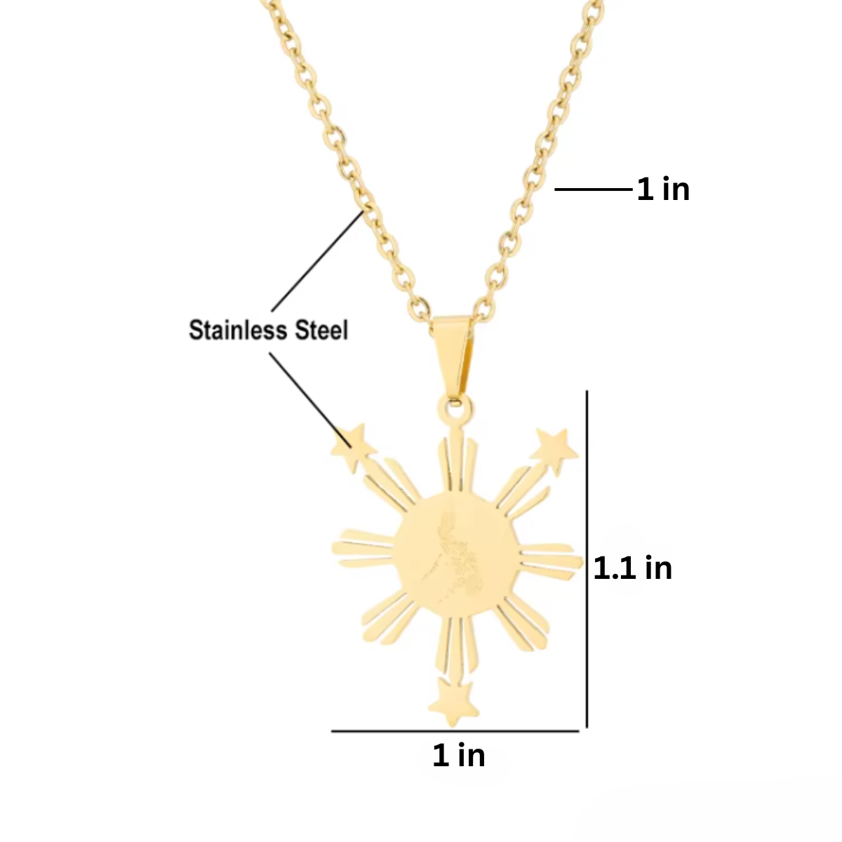 Philippine Sun Necklace 18k Gold Plated Stainless Steel