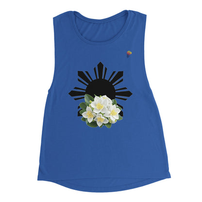 Philippine Sun and Sampaguita on Women's Muscle Tank Top