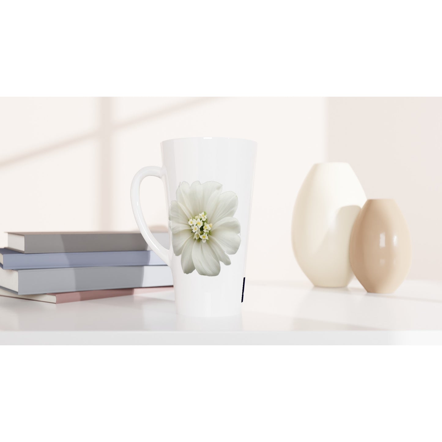 Philippine Sampaguita on White Latte 17oz Ceramic Mug