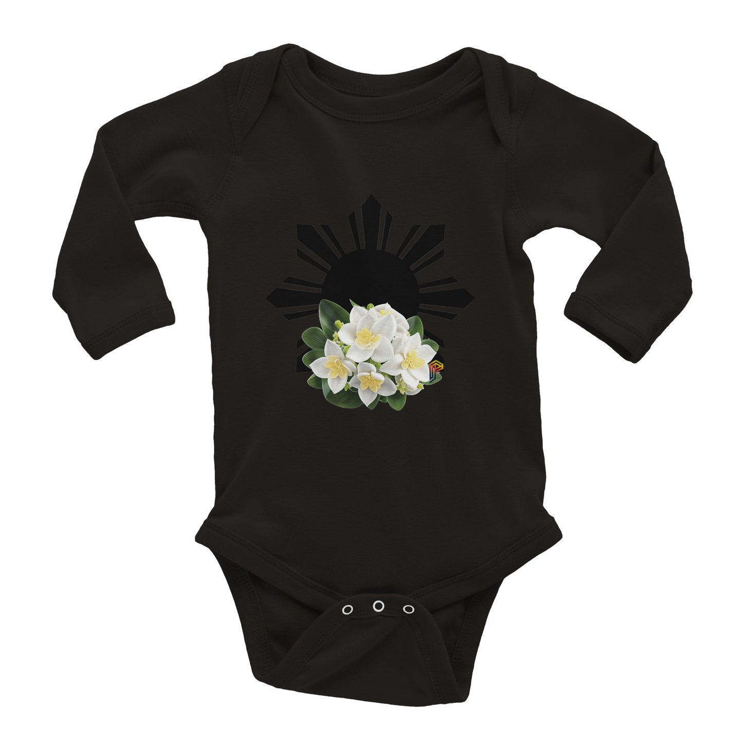 Philippine Sun and Sampaguita on Baby Long Sleeve Bodysuit