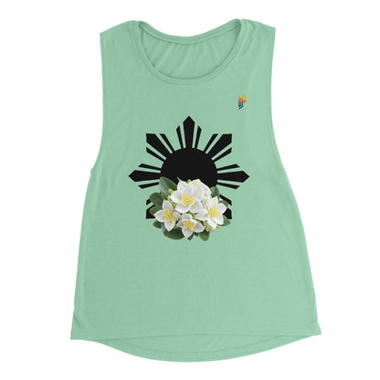 Philippine Sun and Sampaguita on Women's Muscle Tank Top