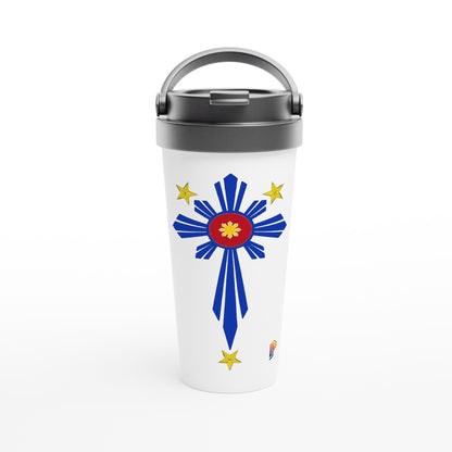 Philippine Cross on White 15oz Stainless Steel Travel Mug