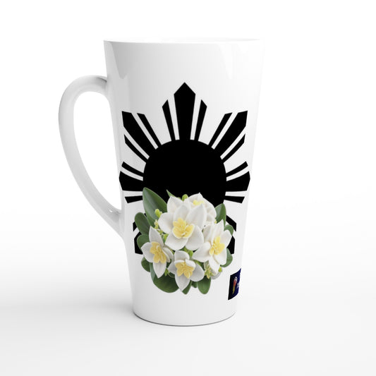 Philippine Sun and Sampaguita on White Latte 17oz Ceramic Mug