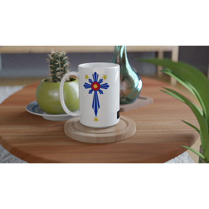 Philippine Cross on White 15oz Ceramic Mug