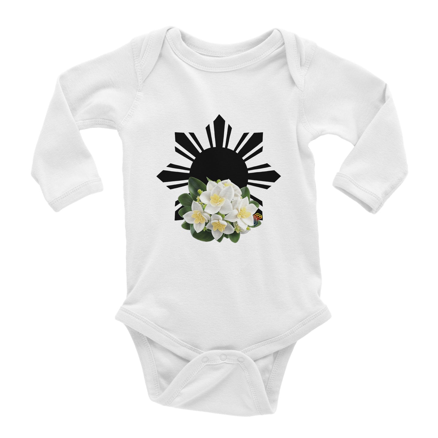 Philippine Sun and Sampaguita on Baby Long Sleeve Bodysuit