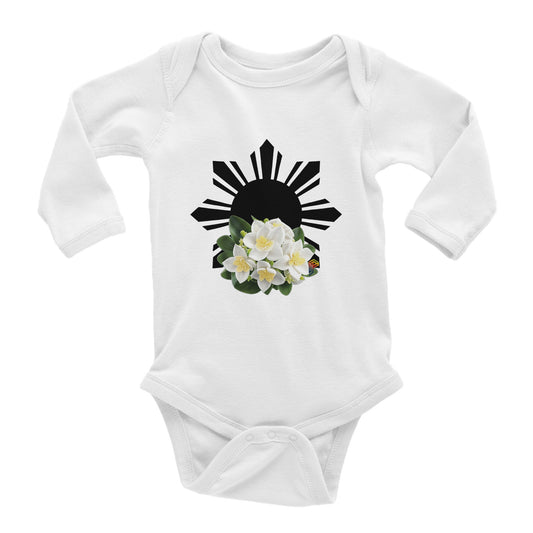 Philippine Sun and Sampaguita on Baby Long Sleeve Bodysuit