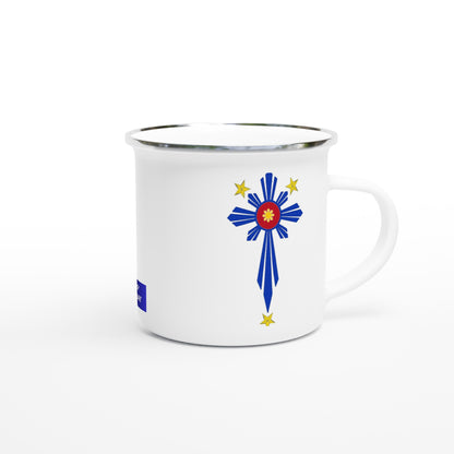 Philippine Cross on White 12oz Enamel Mug