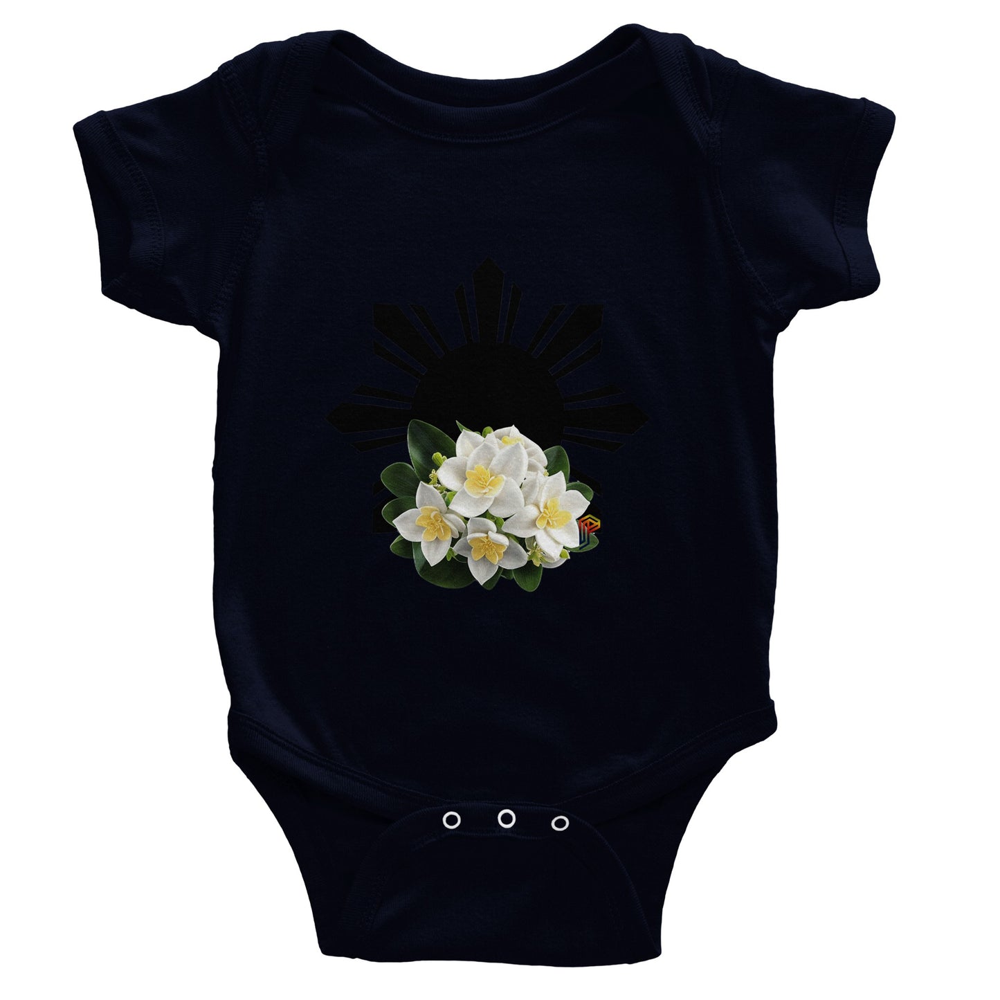 Philippine Sun and Sampaguita on Baby Short Sleeve Bodysuit