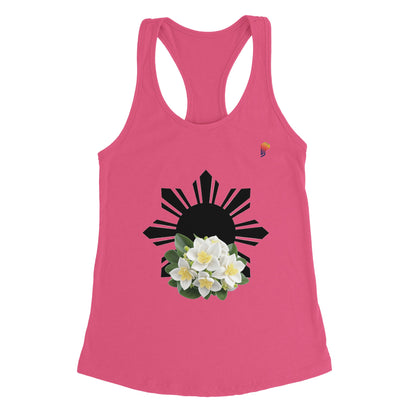 Philippine Sun and Sampaguita on Women's Ideal Racerback Tank