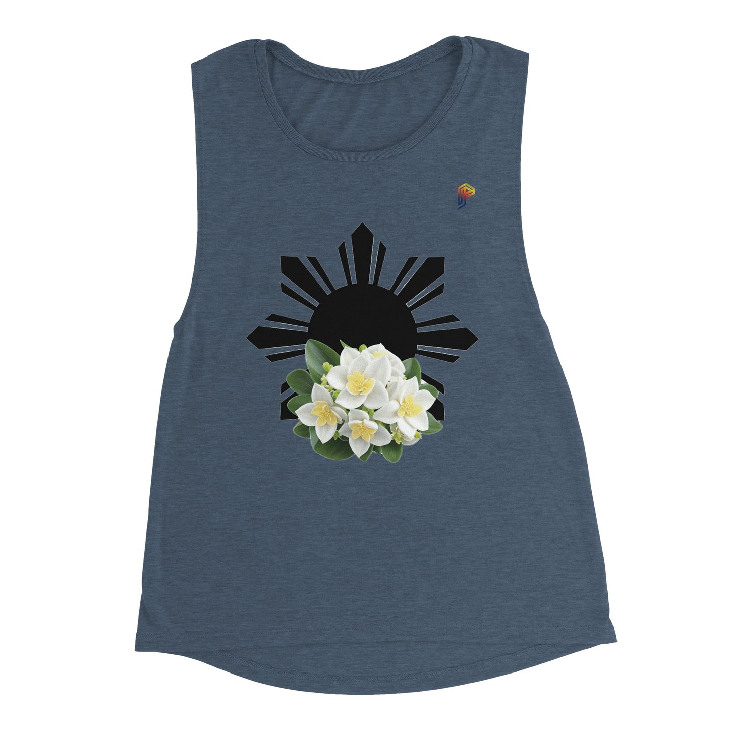 Philippine Sun and Sampaguita on Women's Muscle Tank Top