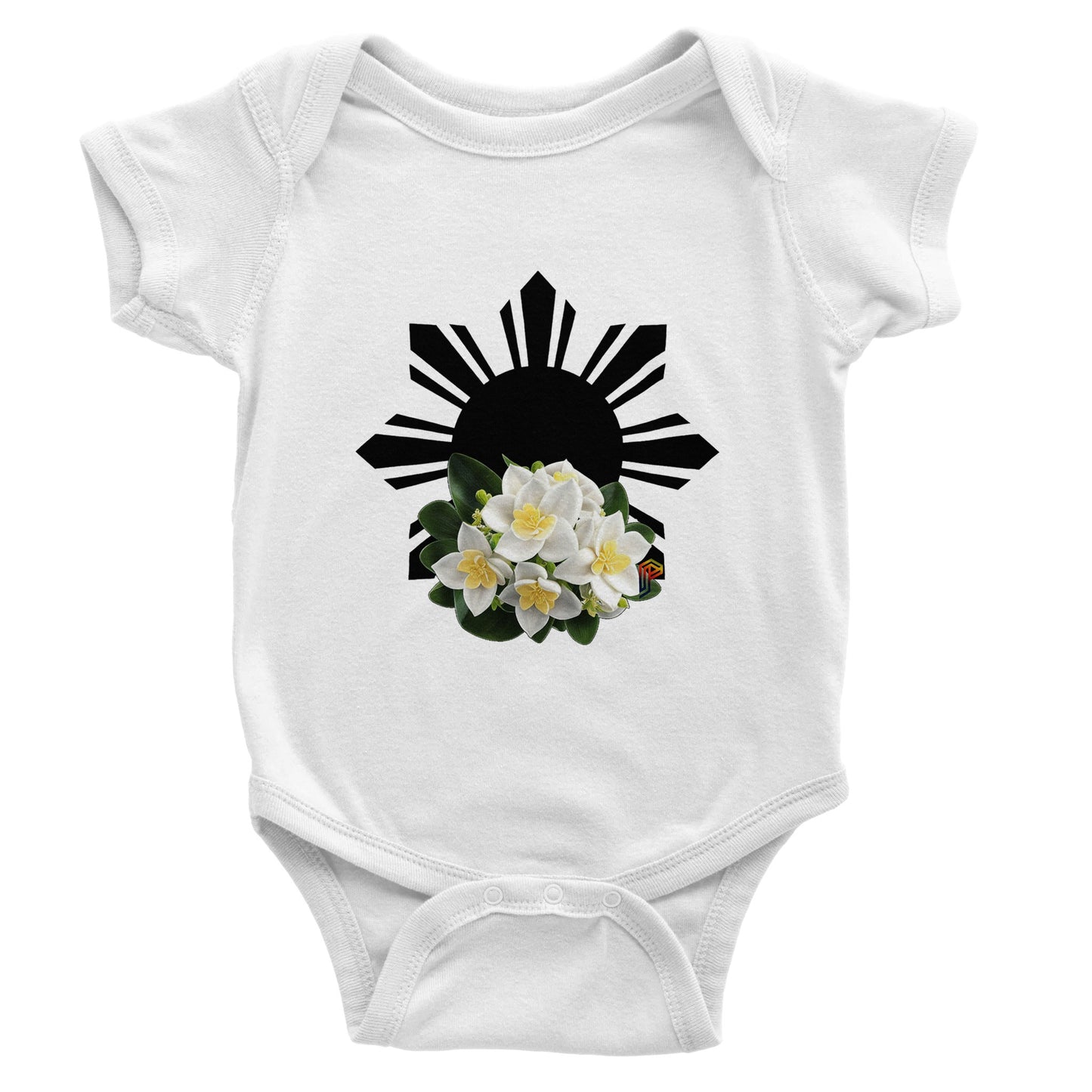 Philippine Sun and Sampaguita on Baby Short Sleeve Bodysuit