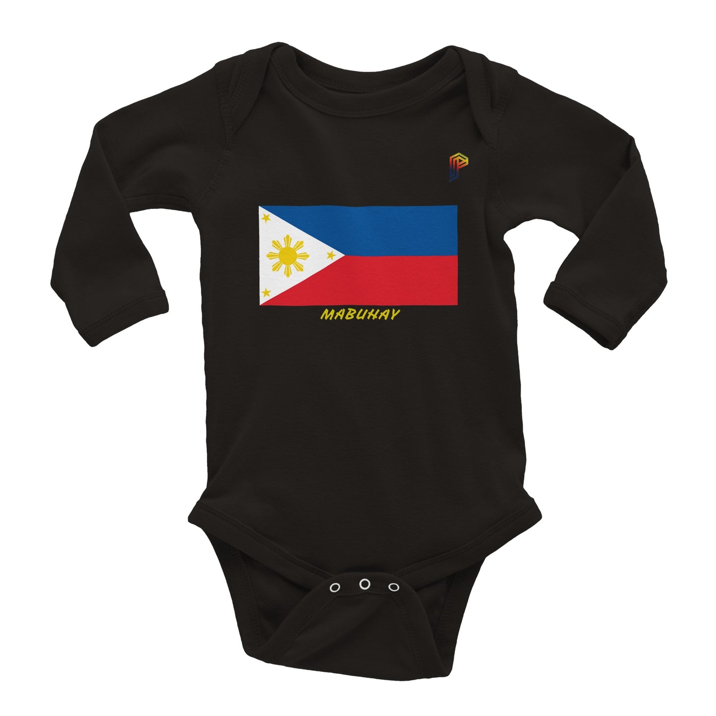 Philippine Flag Mabuhay on Baby Long Sleeve Bodysuit