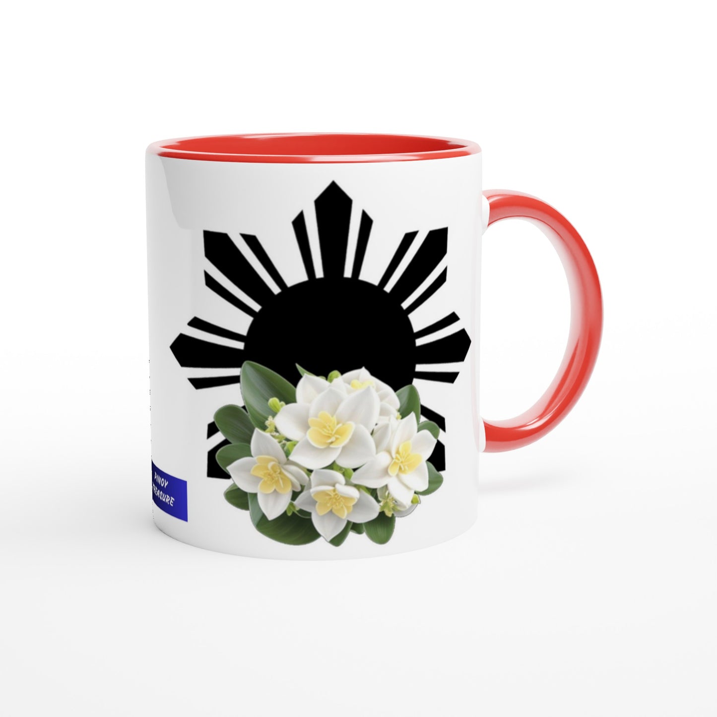 Philippine Sun and Sampaguita on White 11oz Ceramic Mug with Color Inside