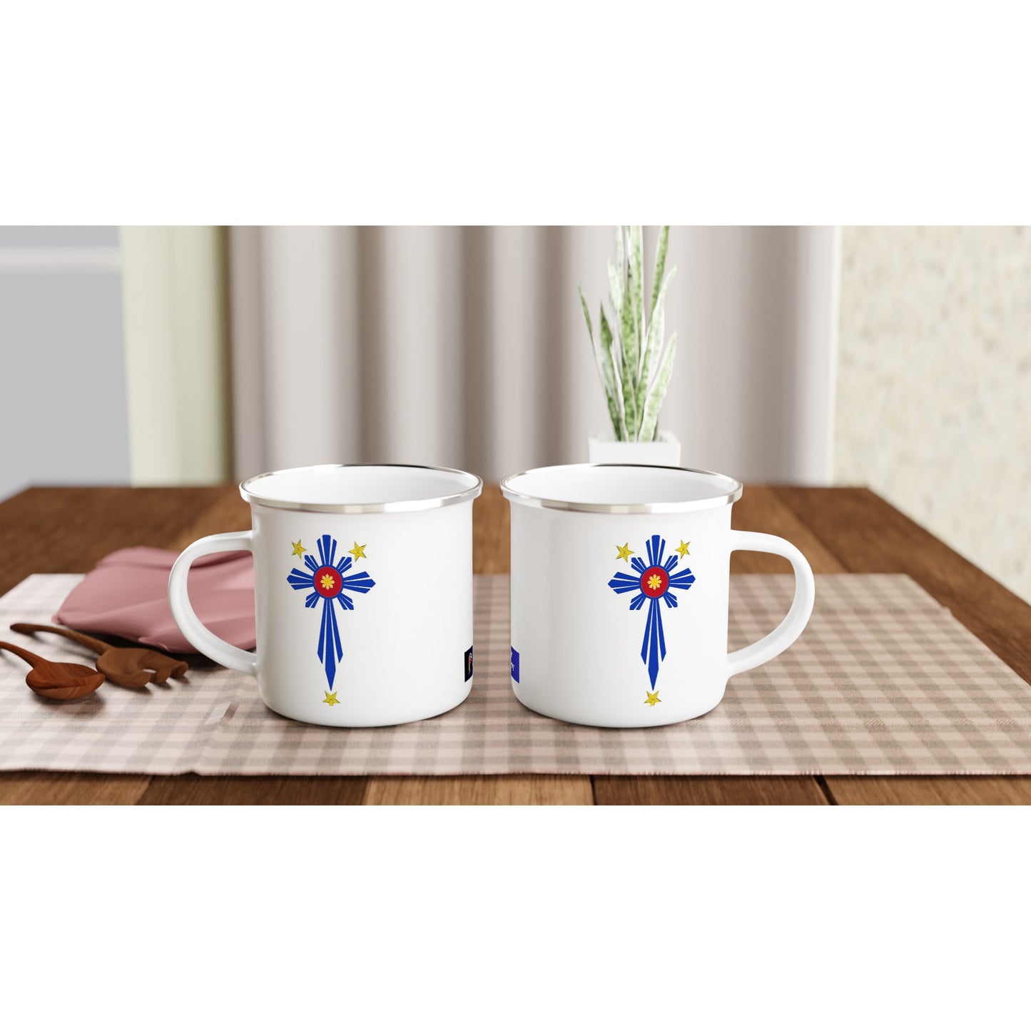 Philippine Cross on White 12oz Enamel Mug