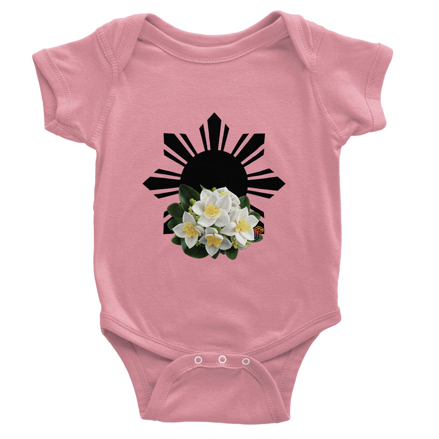 Philippine Sun and Sampaguita on Baby Short Sleeve Bodysuit