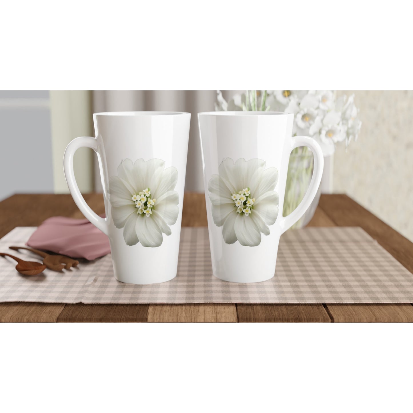 Philippine Sampaguita on White Latte 17oz Ceramic Mug