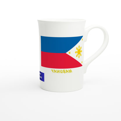 Philippine Flag Mabuhay on White 10oz Slim Porcelain Mug