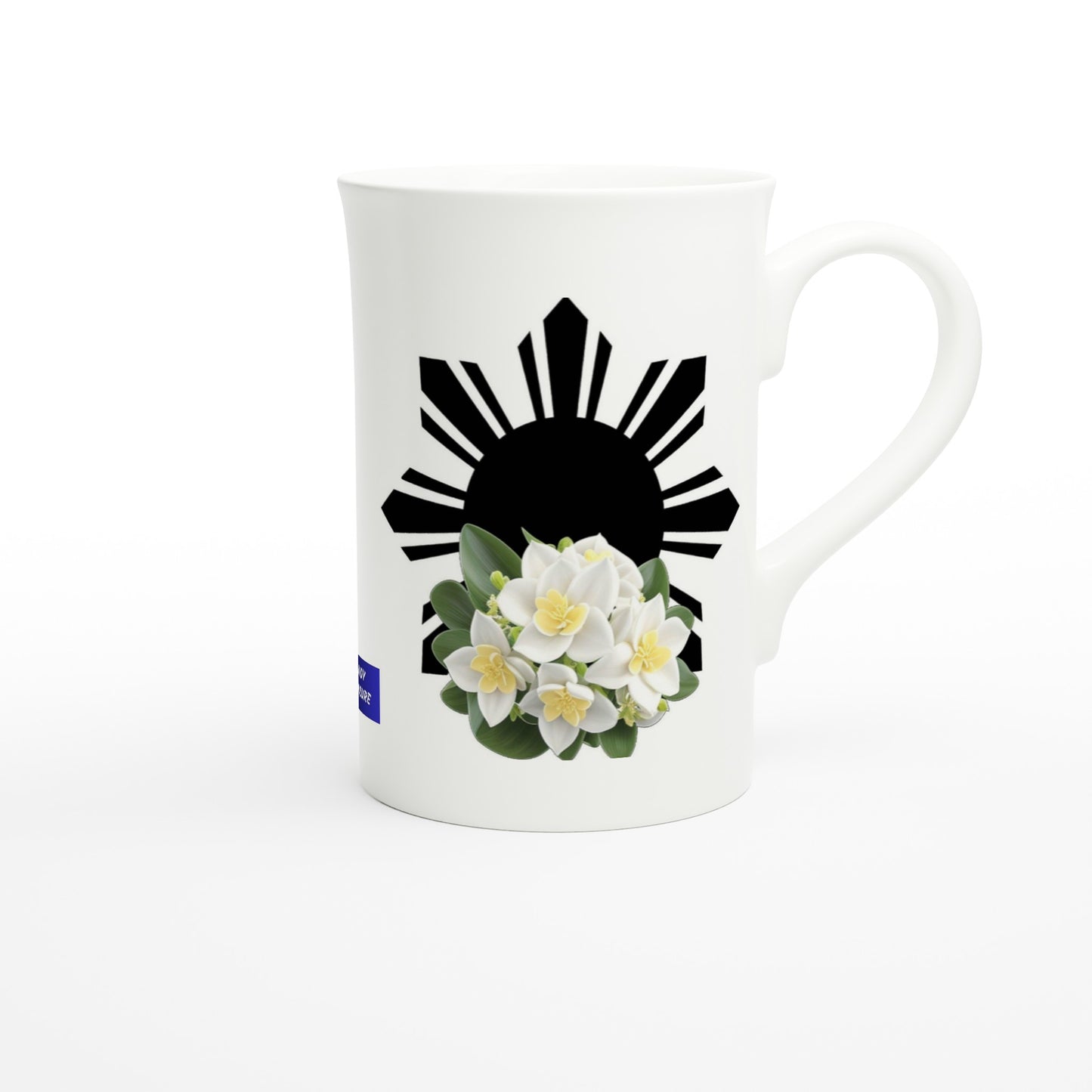 Philippine Sun and Sampaguita on White 10oz Slim Porcelain Mug