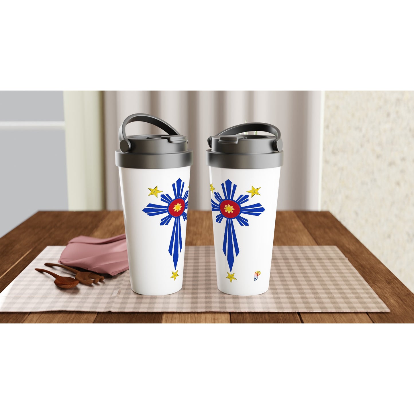 Philippine Cross on White 15oz Stainless Steel Travel Mug