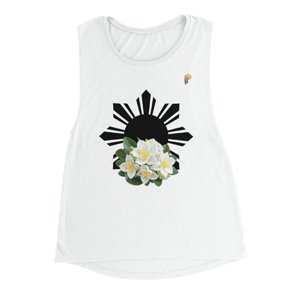 Philippine Sun and Sampaguita on Women's Muscle Tank Top