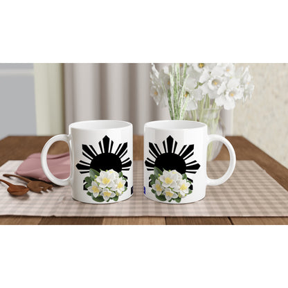 Philippine Sun and Sampaguita on White 11oz Ceramic Mug