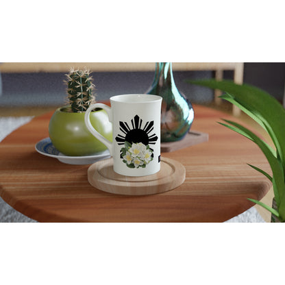 Philippine Sun and Sampaguita on White 10oz Slim Porcelain Mug