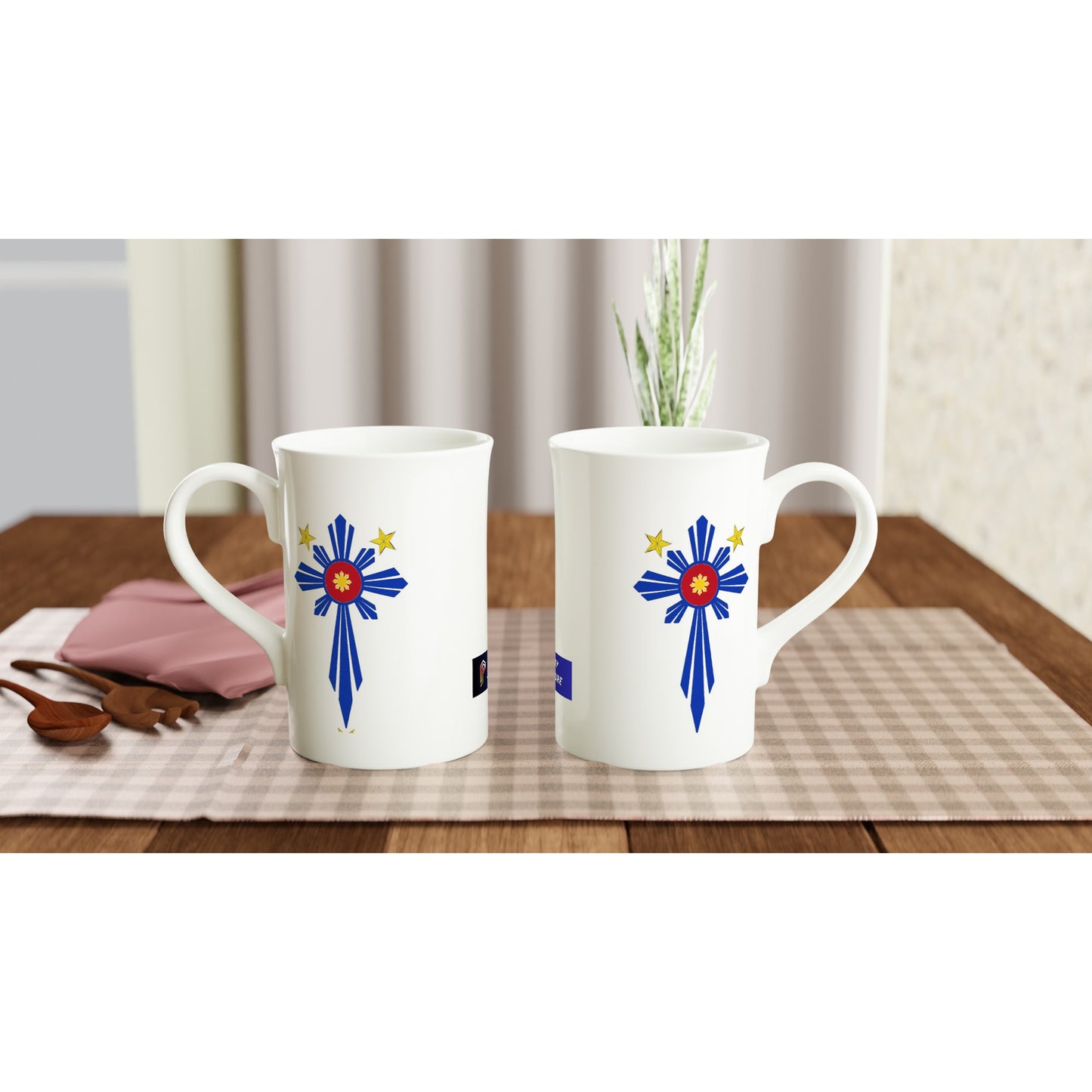 Philippine Cross on White 10oz Slim Porcelain Mug