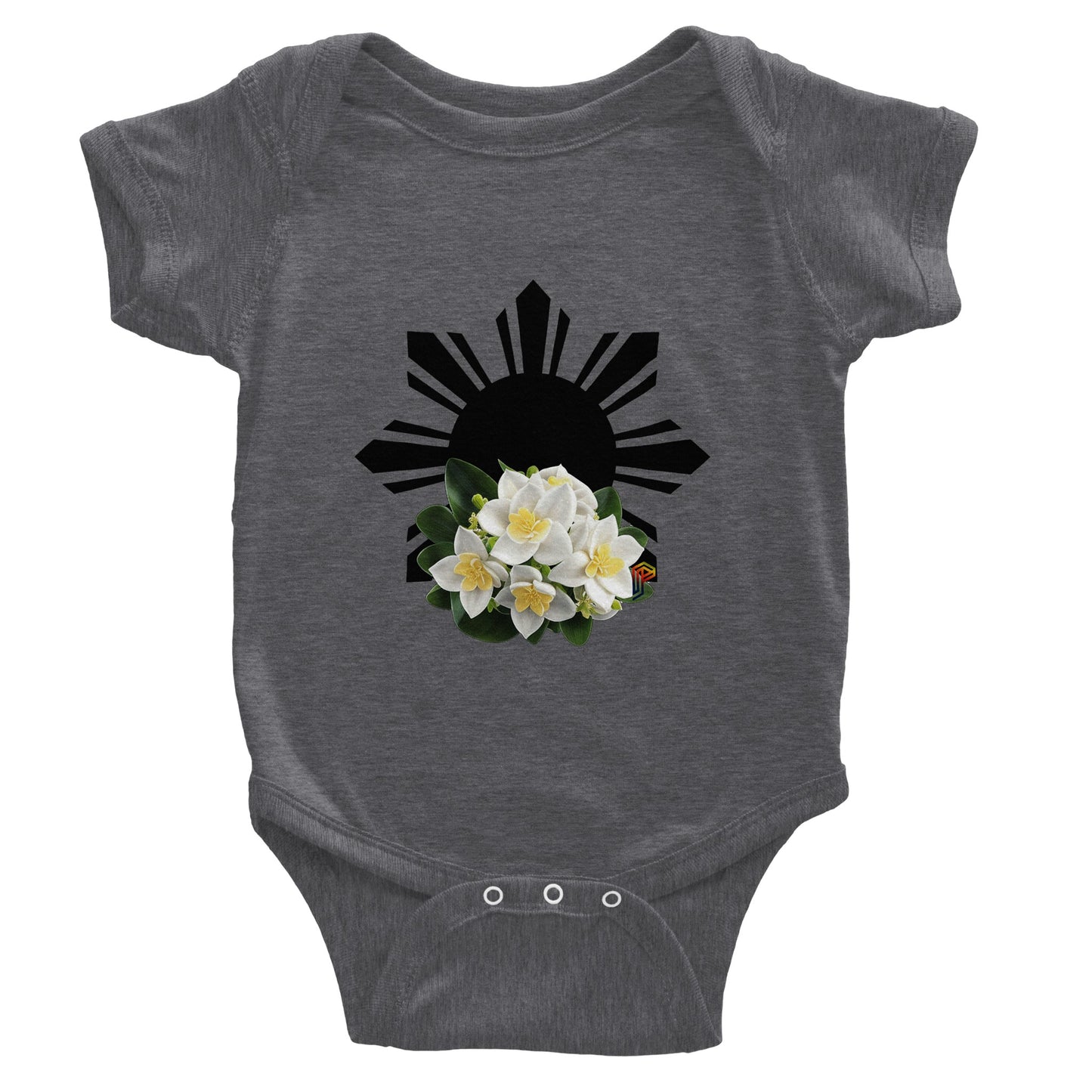 Philippine Sun and Sampaguita on Baby Short Sleeve Bodysuit