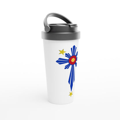 Philippine Cross on White 15oz Stainless Steel Travel Mug