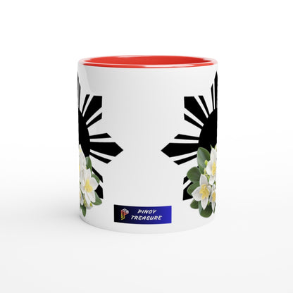 Philippine Sun and Sampaguita on White 11oz Ceramic Mug with Color Inside