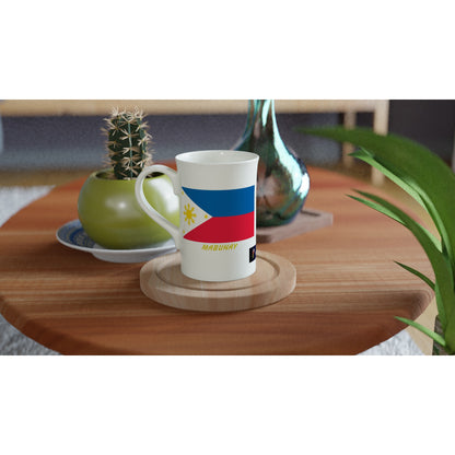 Philippine Flag Mabuhay on White 10oz Slim Porcelain Mug