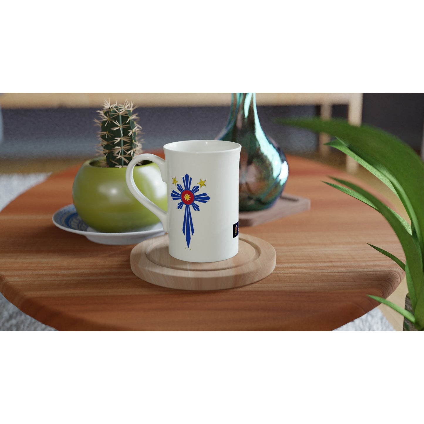 Philippine Cross on White 10oz Slim Porcelain Mug