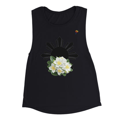 Philippine Sun and Sampaguita on Women's Muscle Tank Top