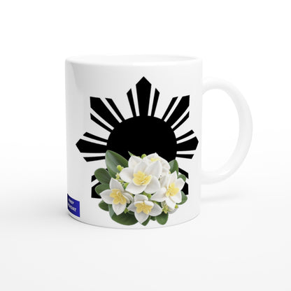 Philippine Sun and Sampaguita on White 11oz Ceramic Mug