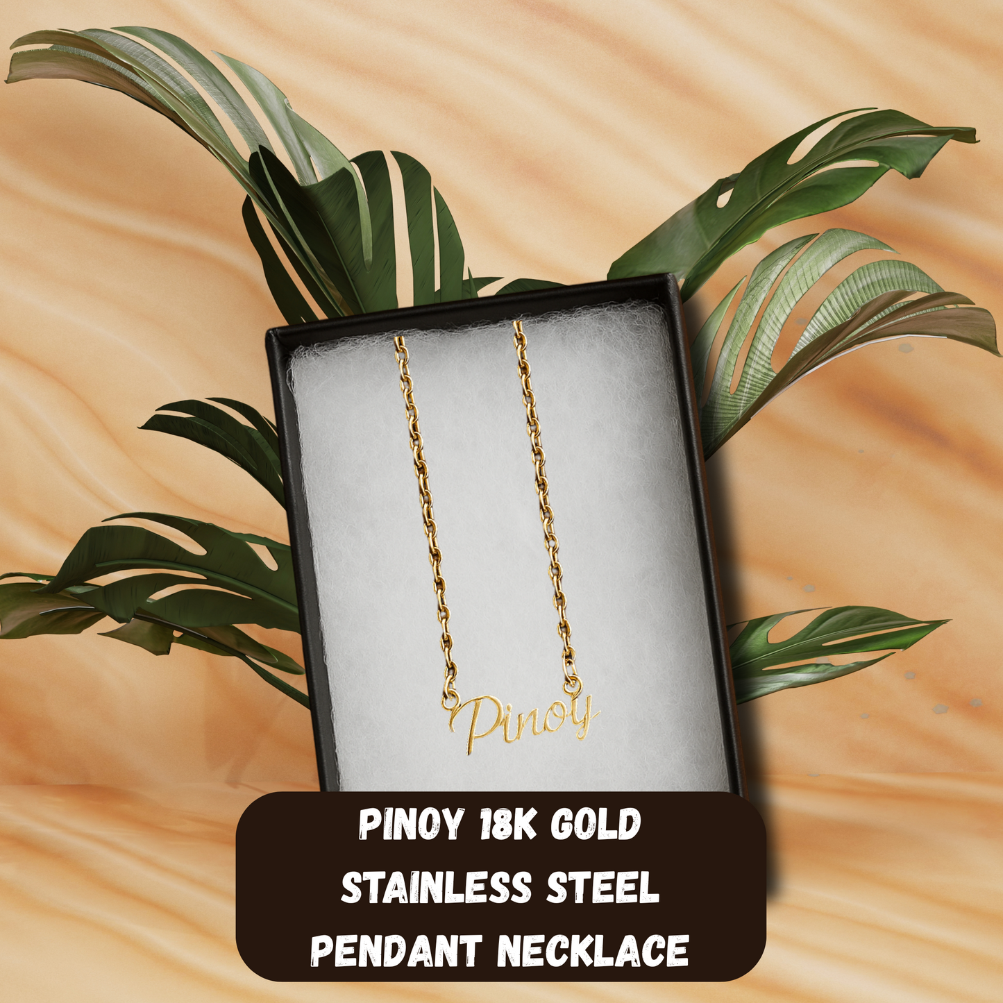 PINOY 18k Gold  Stainless Steel Pendant Necklace