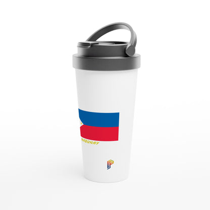 Philippine Flag Mabuhay on White 15oz Stainless Steel Travel Mug