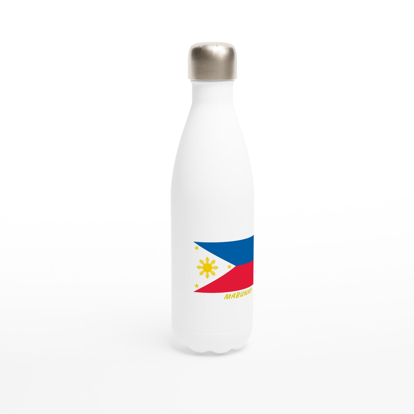 Philippine Flag Mabuhay on White 17oz Stainless Steel Water Bottle