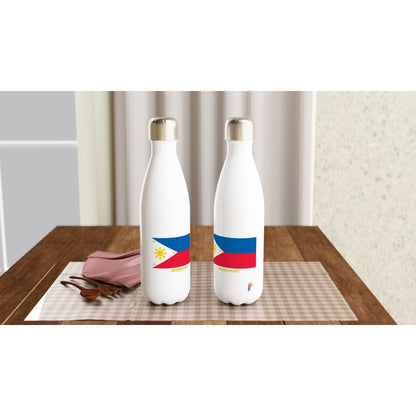 Philippine Flag Mabuhay on White 17oz Stainless Steel Water Bottle