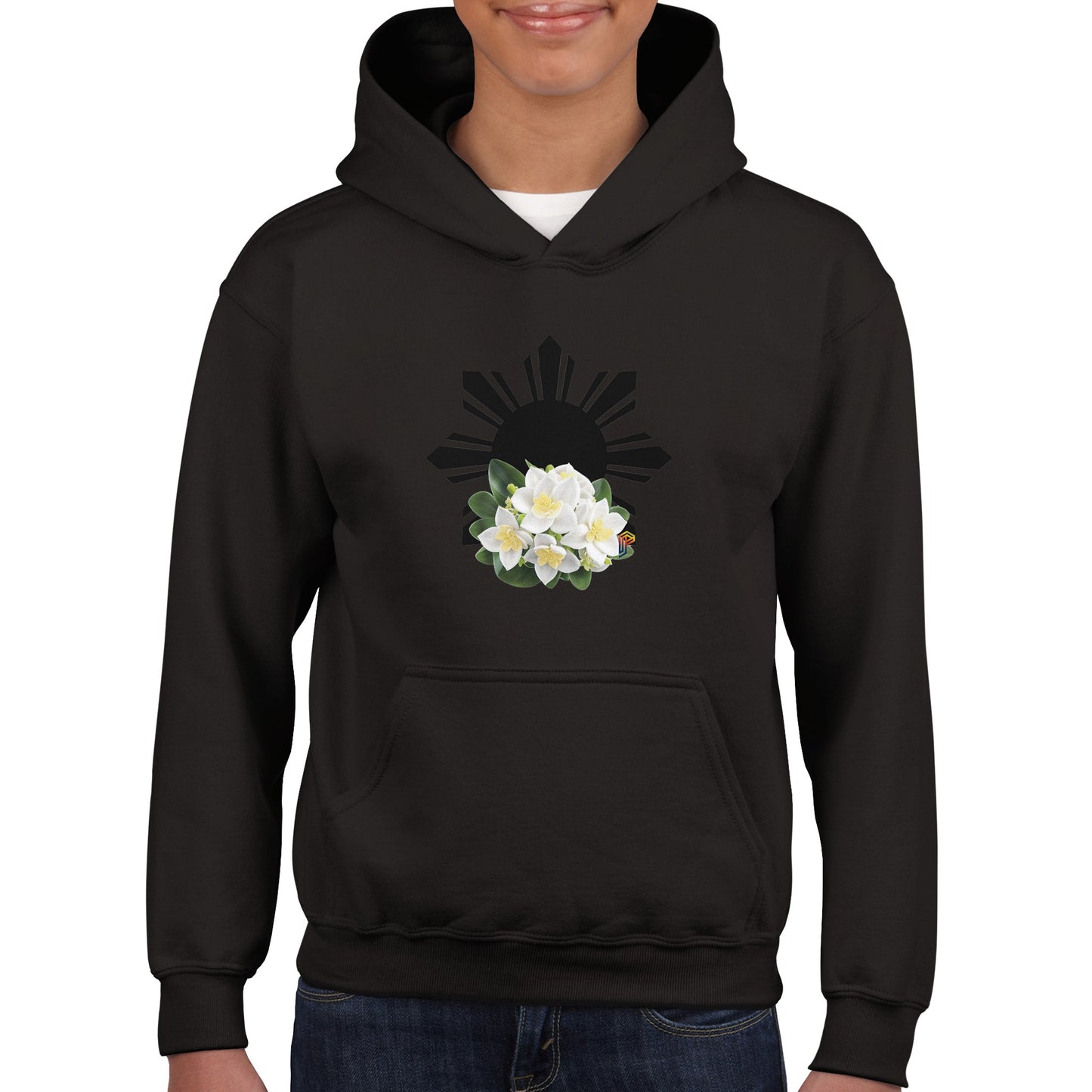 Philippine Sun and Sampaguita on Kids Pullover Hoodie