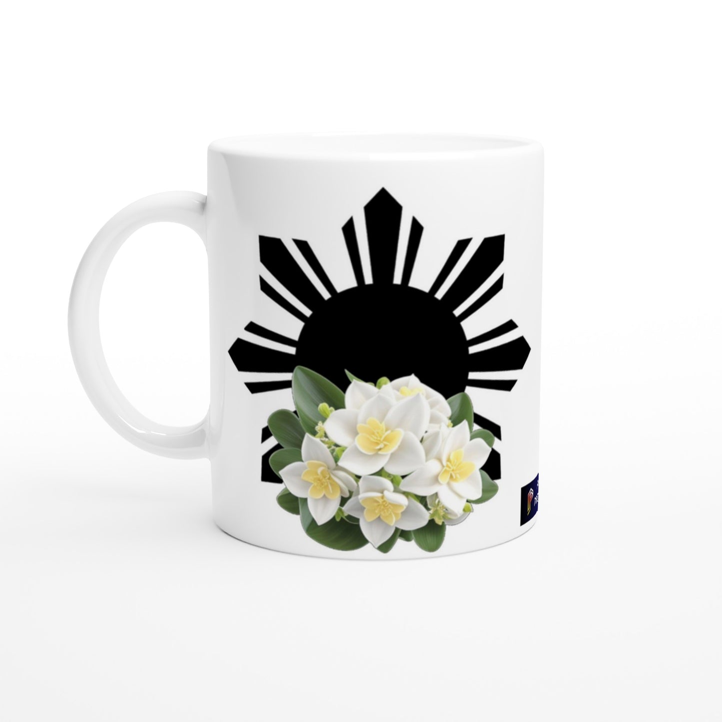 Philippine Sun and Sampaguita on White 11oz Ceramic Mug