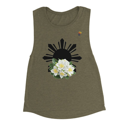 Philippine Sun and Sampaguita on Women's Muscle Tank Top