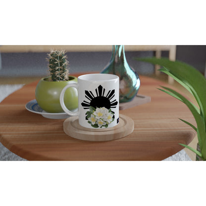 Philippine Sun and Sampaguita on White 11oz Ceramic Mug