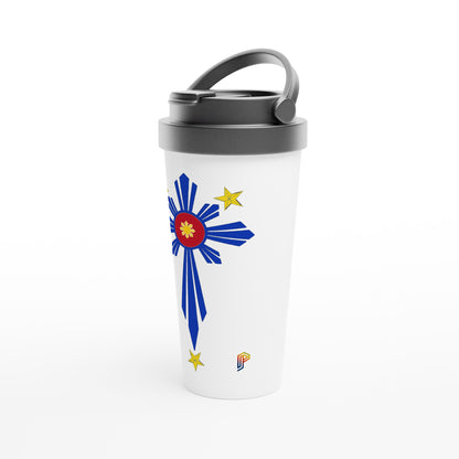 Philippine Cross on White 15oz Stainless Steel Travel Mug