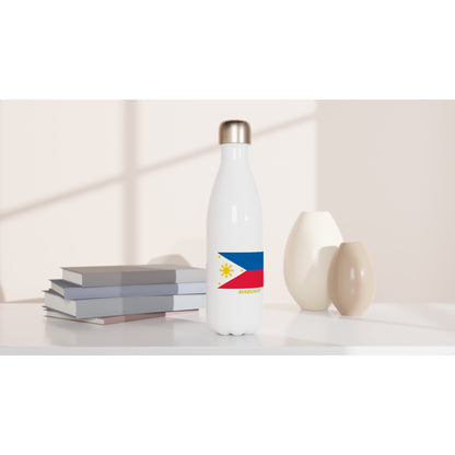 Philippine Flag Mabuhay on White 17oz Stainless Steel Water Bottle