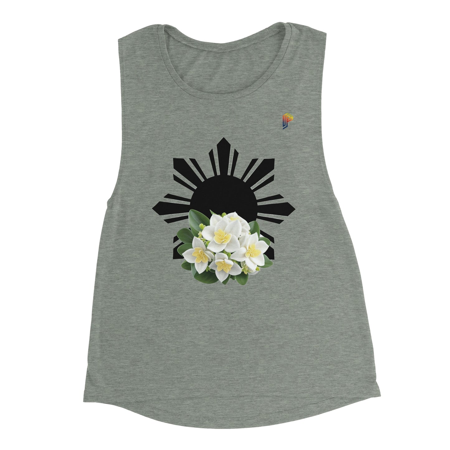 Philippine Sun and Sampaguita on Women's Muscle Tank Top