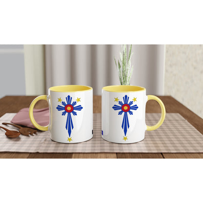 Philippine Cross on White 11oz Ceramic Mug with Color Inside