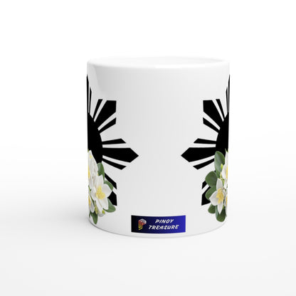 Philippine Sun and Sampaguita on White 11oz Ceramic Mug