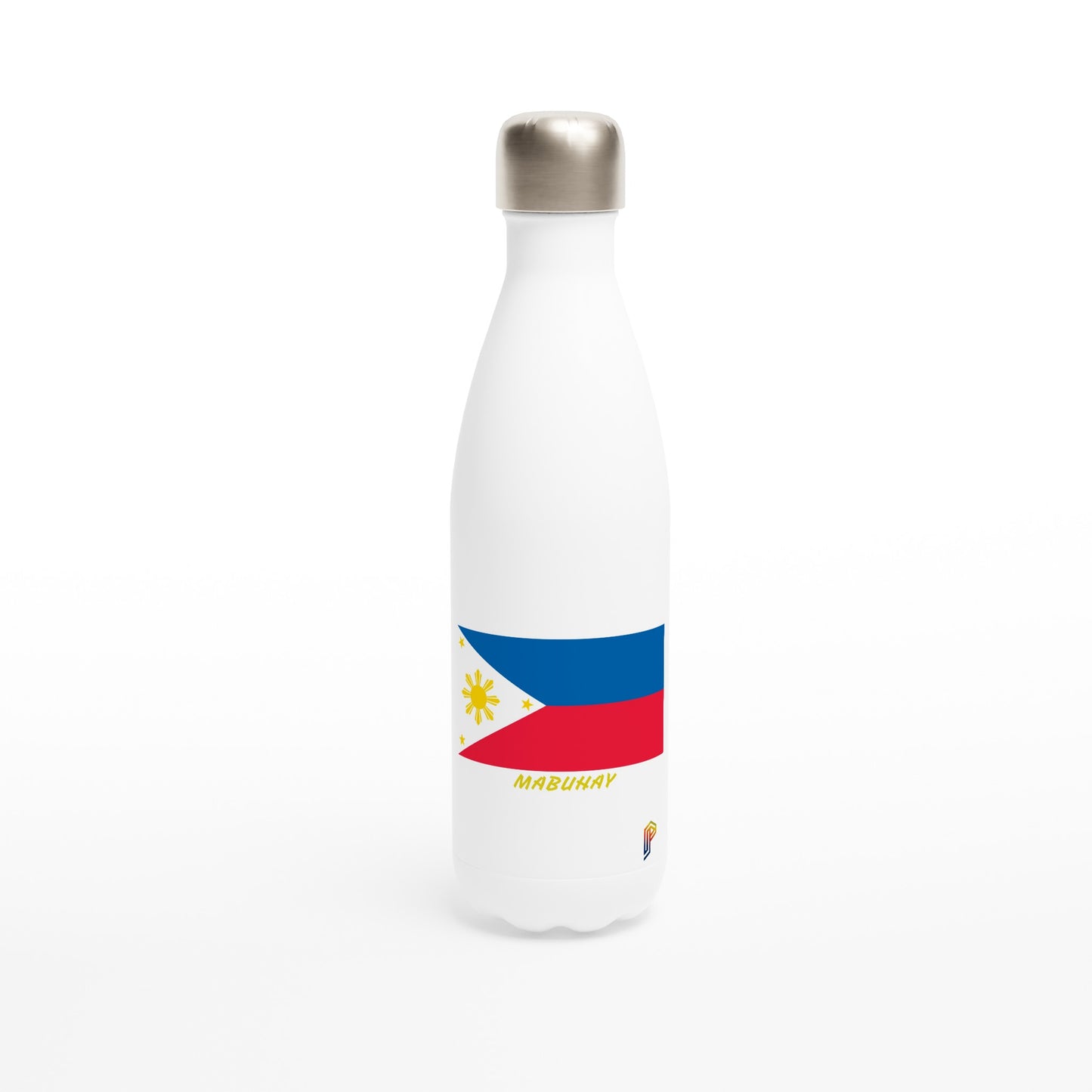 Philippine Flag Mabuhay on White 17oz Stainless Steel Water Bottle