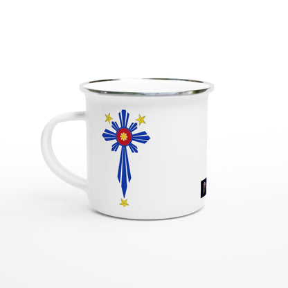 Philippine Cross on White 12oz Enamel Mug